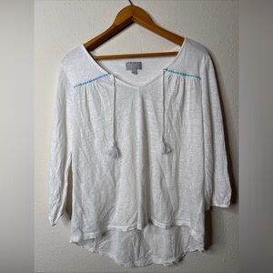 PURE Collection Ladies White 100% Linen Tassles Size Large